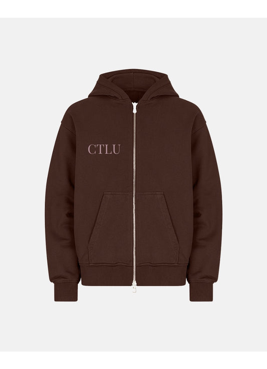 Sudadera Zip Hoodie 600 GSM “Yo Soy Mío” Brown UNISEX