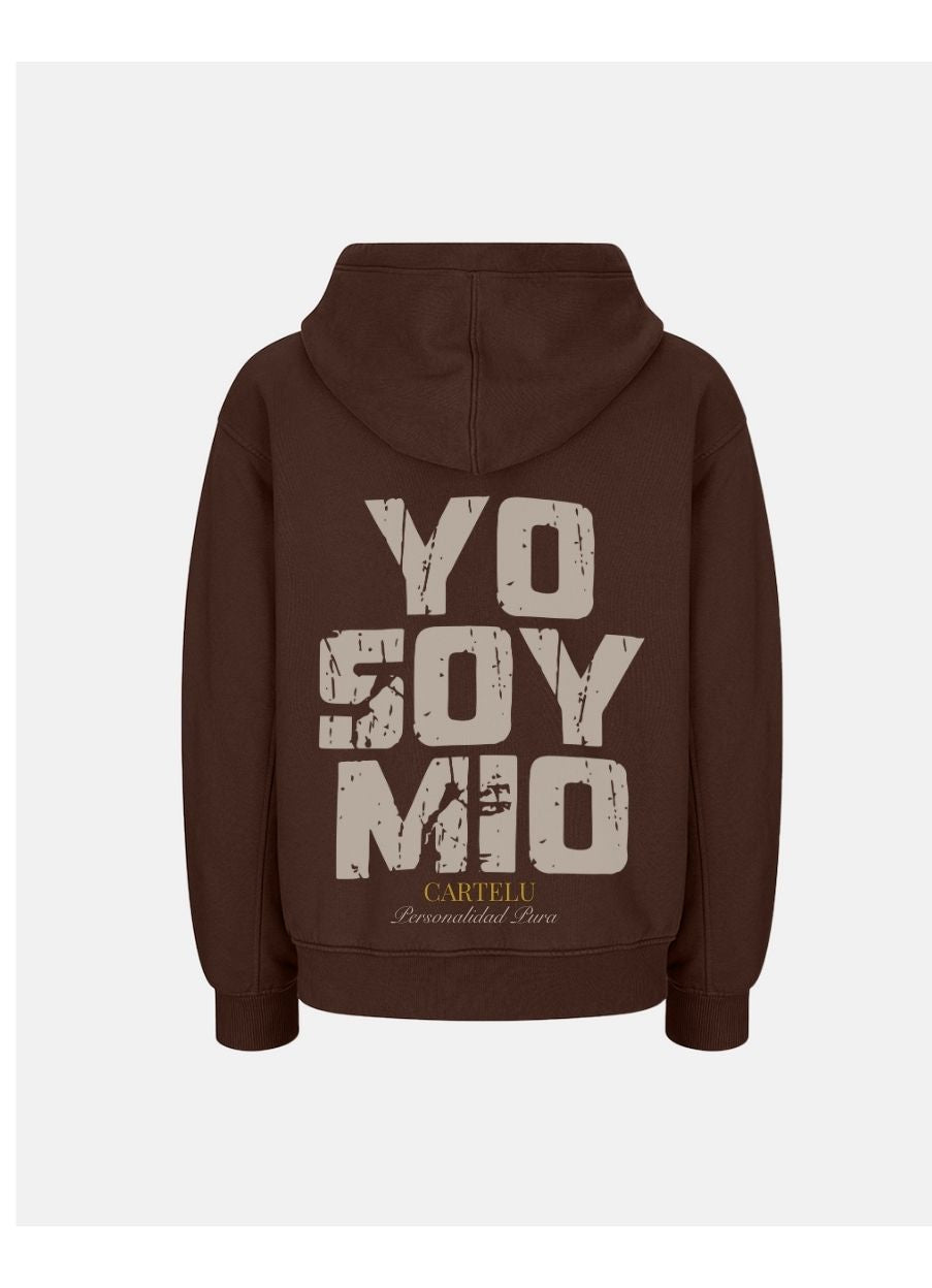 Sudadera Zip Hoodie 600 GSM “Yo Soy Mío” Brown UNISEX