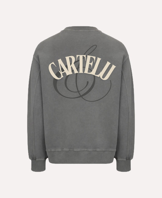 Sudadera unisex Oversize Premium Gris “Cartelu” – Algodón Pesado