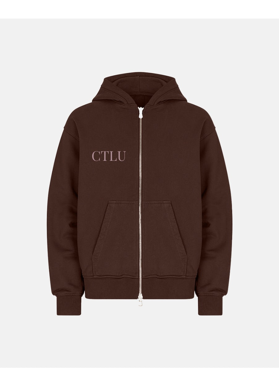 Sudadera Zip Hoodie 600 GSM “Yo Soy Mío” Brown UNISEX
