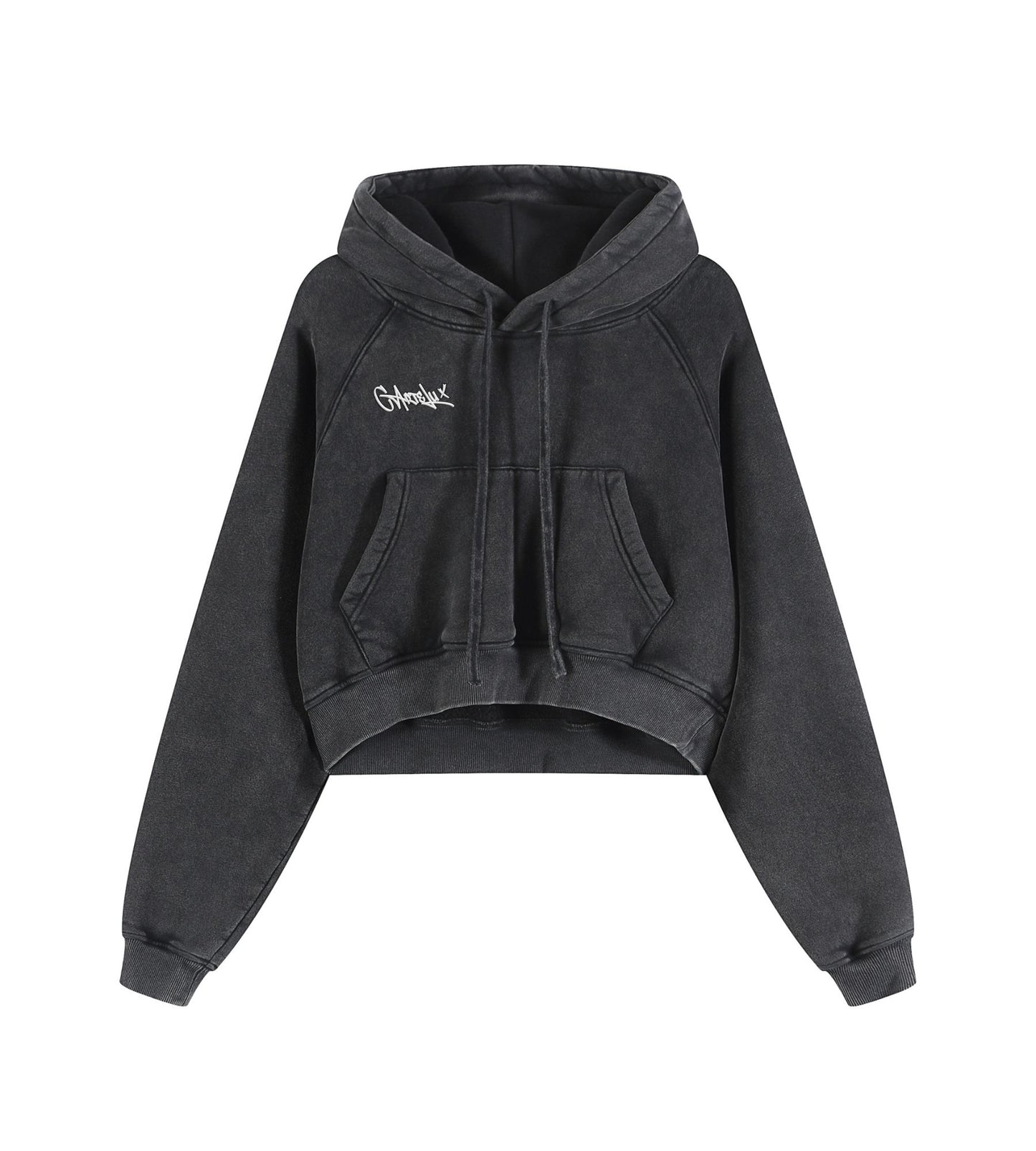 Sudadera corta efecto lavado nieve