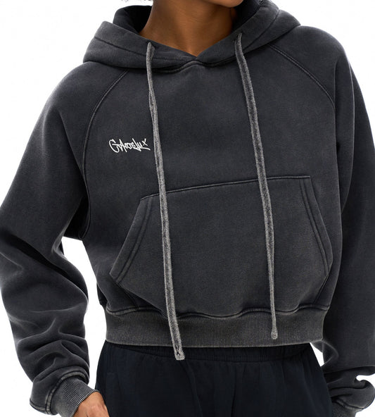 Sudadera corta efecto lavado nieve