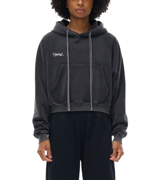 Sudadera corta efecto lavado nieve