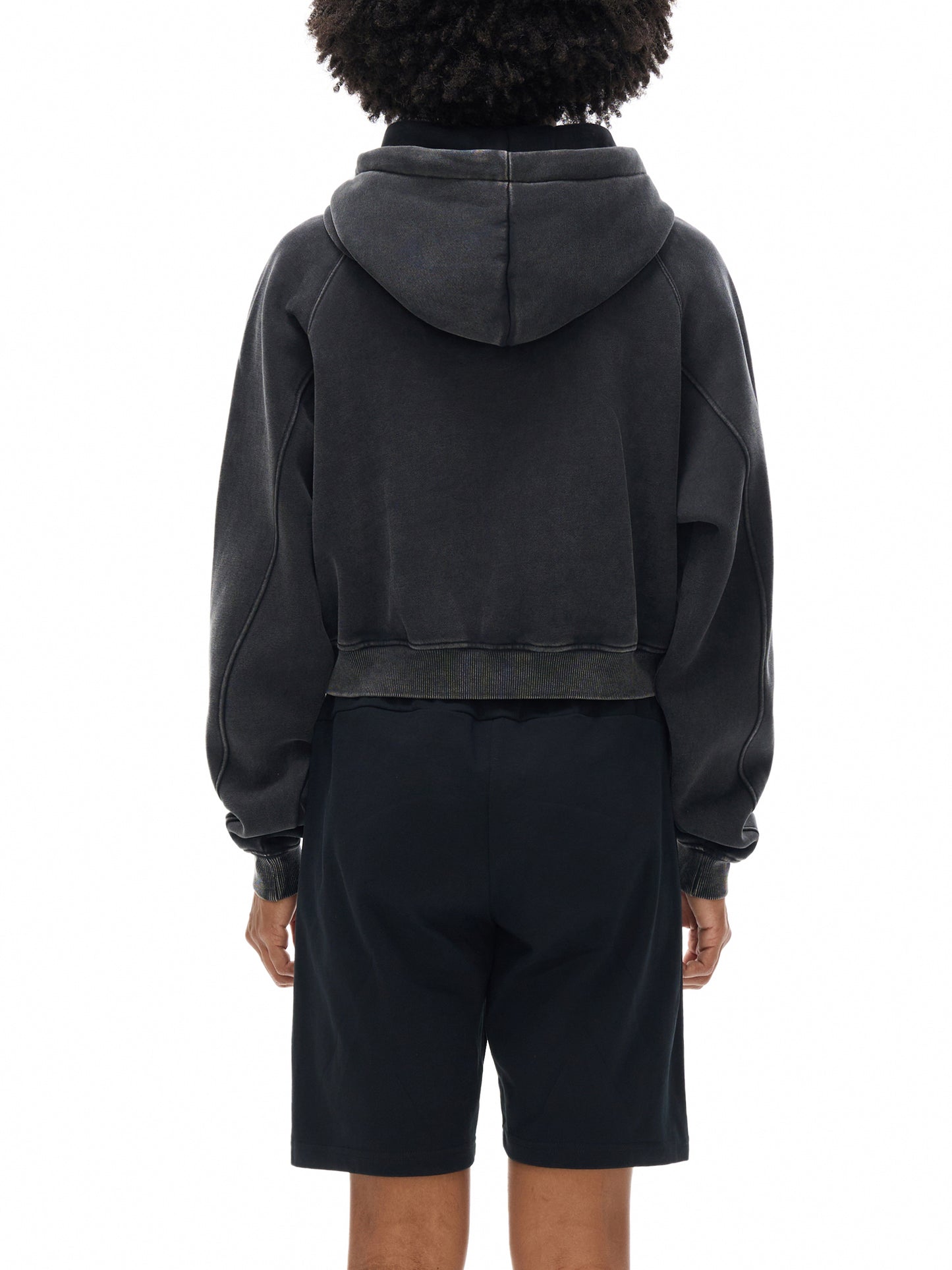 Sudadera corta efecto lavado nieve