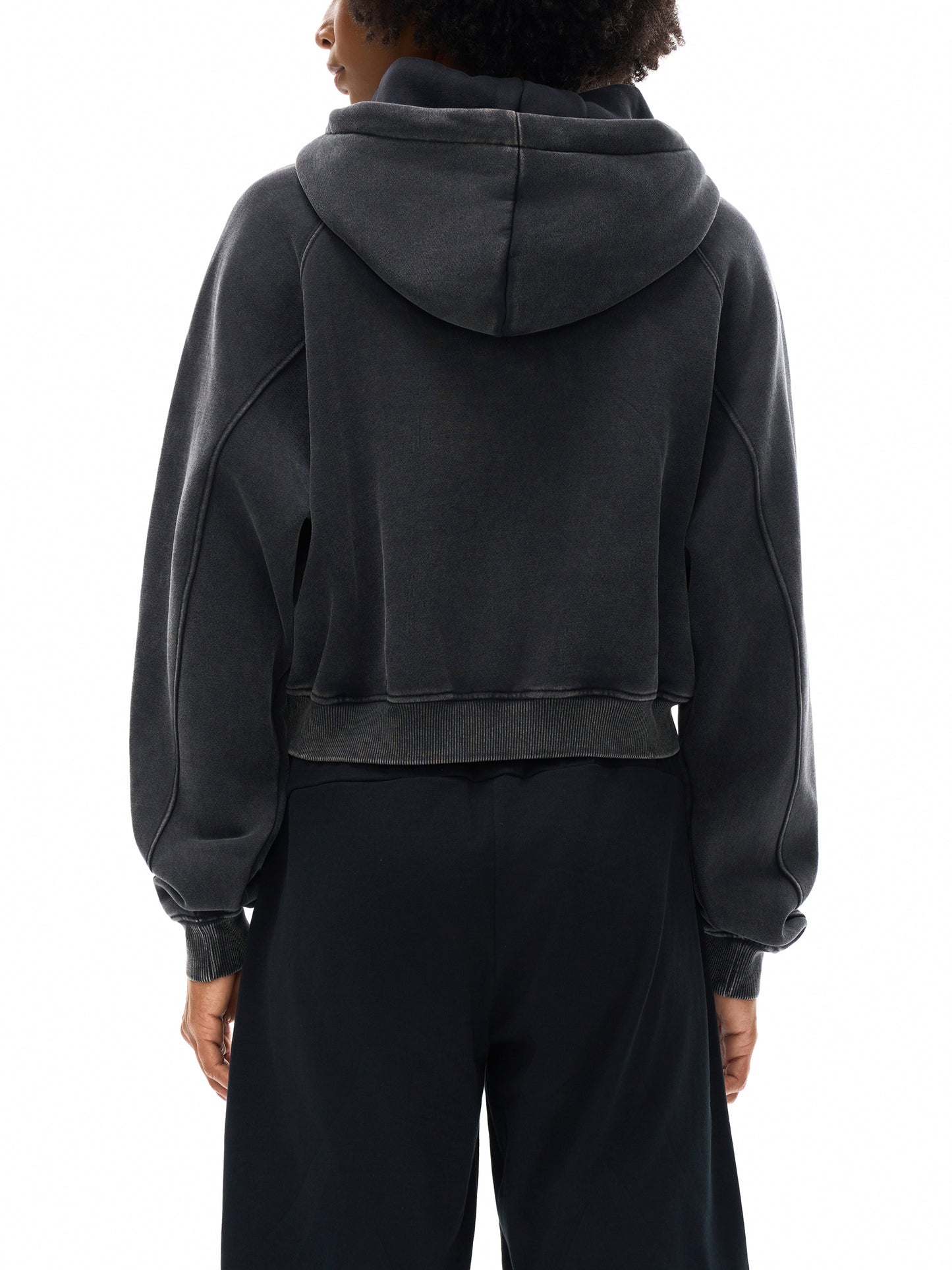 Sudadera corta efecto lavado nieve